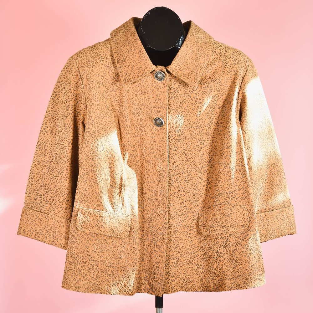90s 2000s Leopard Print Suede Jacket Size XL